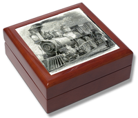 Vintage Steam Train Etching Keepsake Box / Memory Box / Trinket Box / Jewellery Box
