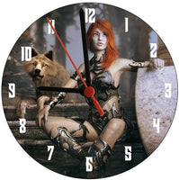 Waiting With Wolves Fantasy Art Round Clock