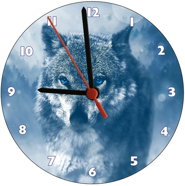 Wolf with Blue Eyes Round Clock